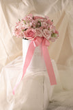 BOX99 - ROMANTIC CLASSIC (box con flores y rosas en tonos rosados)