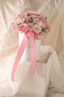 BOX99 - ROMANTIC CLASSIC (box con flores y rosas en tonos rosados)