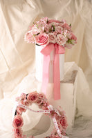 BOX99 - ROMANTIC CLASSIC (box con flores y rosas en tonos rosados)