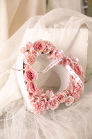 BOX101 - CORAZON COQUETTE (arreglo corazon de rosas y flores en tonos rosados)