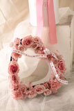 BOX101 - CORAZON COQUETTE (arreglo corazon de rosas y flores en tonos rosados)