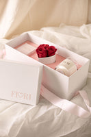 BOX89 - CAJA LUXERIE (cadenita de Odette, vela aromática LUM y arreglo de 3 rosas)